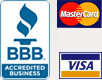 Better Business Bureau Accredited Business, Visa, Interac